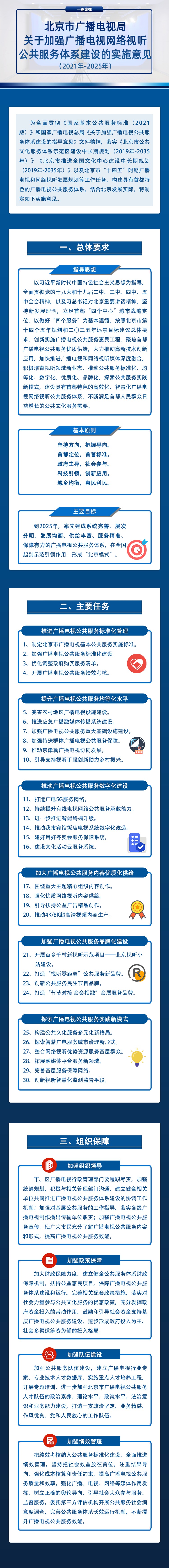 北京市广播电视局关于加强广播电视网络视听公共服务体系建设的实施意见（2021年-2025年）